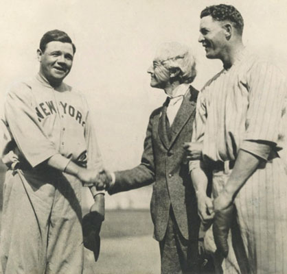 Babe Ruth, Judge Kennesaw Landis, and Bob Meusel